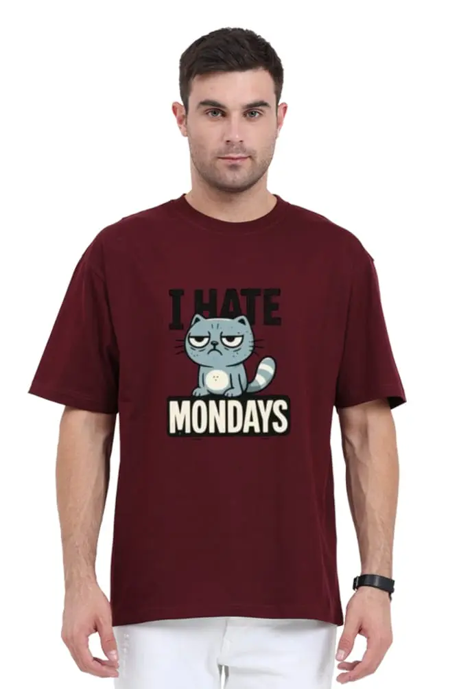 Zteezz Oversized T-Shirt - I Hate Mondays Cartoon Print | Unisex | XS-2XL | 240 GSM Cotton