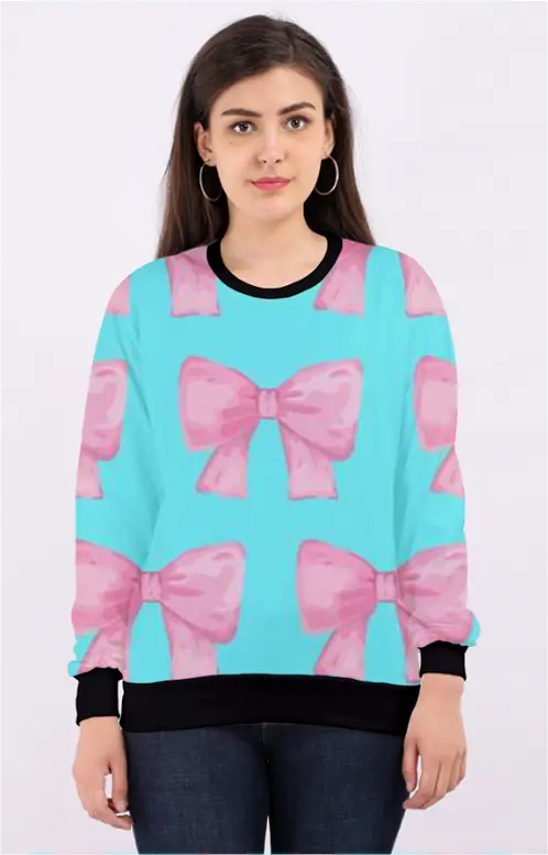 Zteezz Women’s All-Over Printed Sweatshirt – Pink Ribbon Design | 240 GSM | 4 Colors