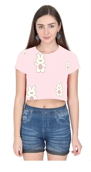 All-Over Bunny Print Cropped Top for Women | Trendy Streetwear Style | Zteezz Exclusive