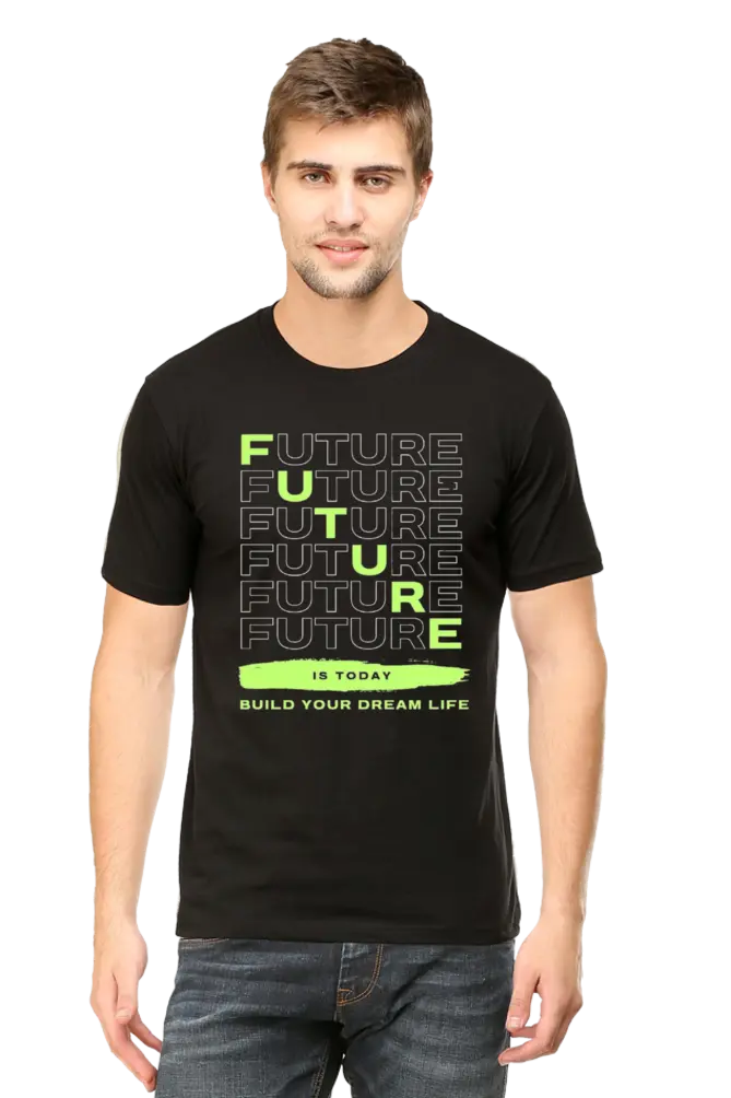 “Future” Slogan Classic Crew Shirt | Trendy Design | Multiple Colors Available | XS-3XL  (XS, Black)