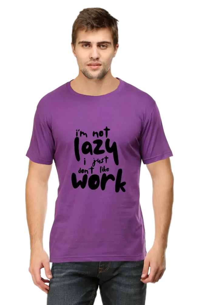 "I’m Not Lazy" Men’s Classic Crew T-Shirt – Relatable Slogan Tee (Upto 3XL)  (XS, Purple)