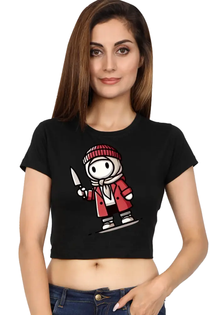 Cartoon Design Crop Top for Women – Graphic Streetwear (XS–2XL)