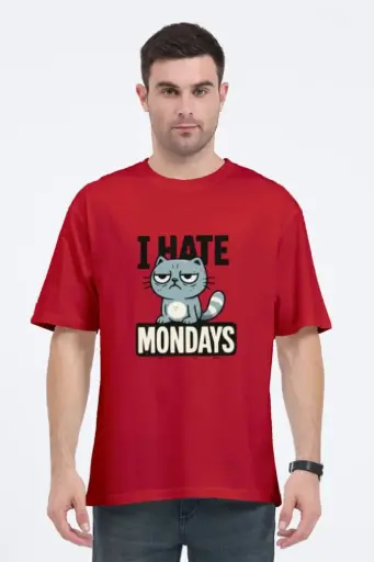 Zteezz Oversized T-Shirt - I Hate Mondays Cartoon Print | Unisex | XS-2XL | 240 GSM Cotton