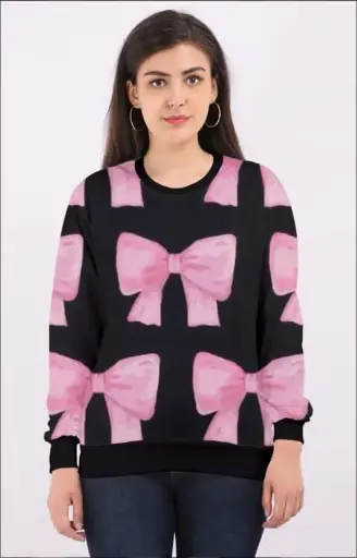 Zteezz Women’s All-Over Printed Sweatshirt – Pink Ribbon Design | 240 GSM | 4 Colors