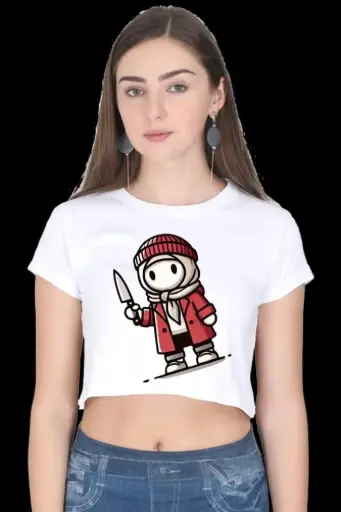 Cartoon Design Crop Top for Women – Graphic Streetwear (XS–2XL)